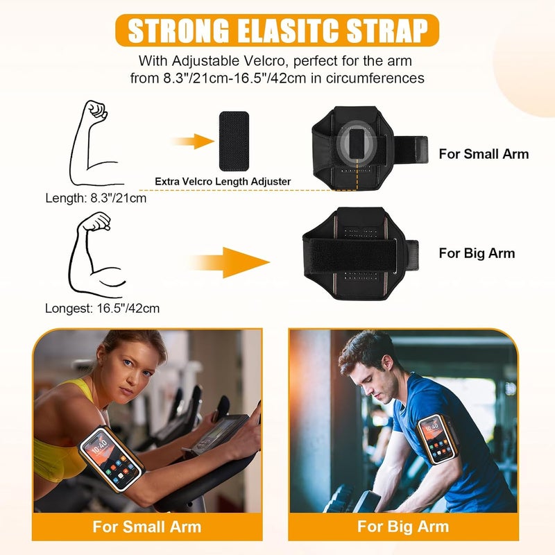 Kebrela Running Armband for iPhone 15/14/13 Pro/Plus & Galaxy S20/S10, 3D Design Cell Phone Armband with Earphone Pouch Card Slot & Key Pockets, Water Resistant Sports Phone Holder Up to 6.9" Devices - Image 5